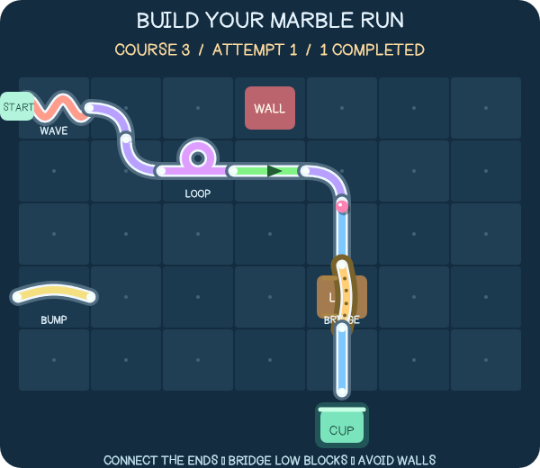 Marble Run game track and target cup
